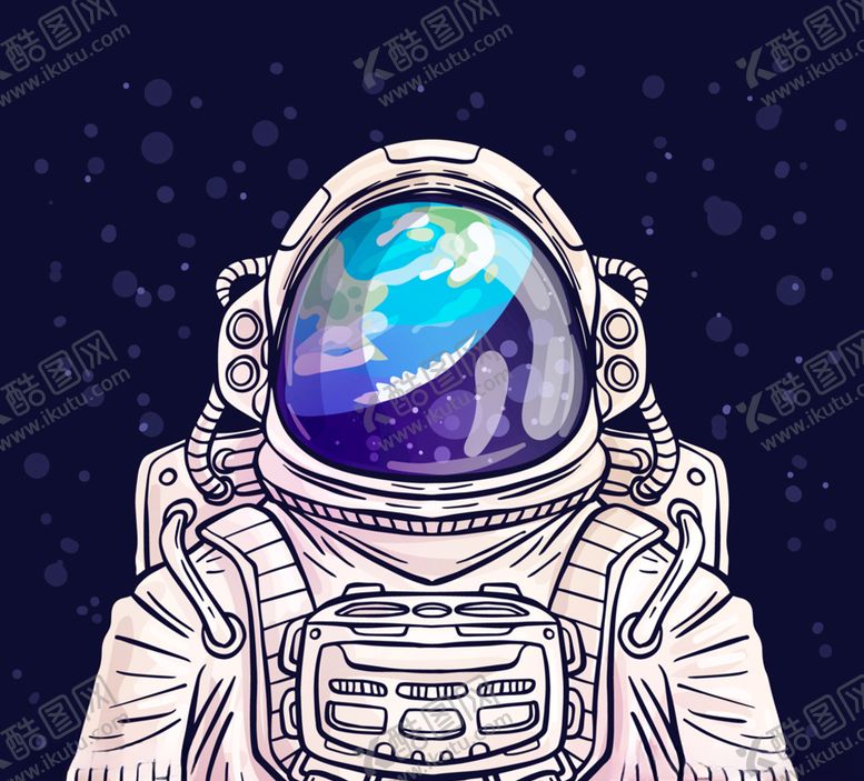 编号：95850910090403368206【酷图网】源文件下载-彩绘宇航员半身像设计矢量素材