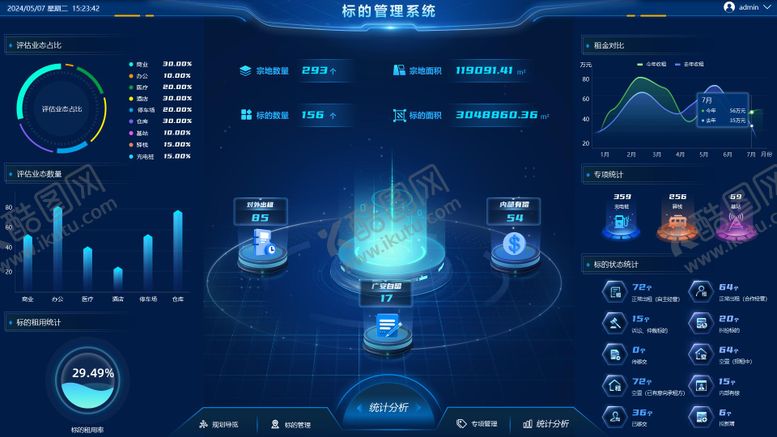 编号：49237303232022171169【酷图网】源文件下载-科技感大数据可视化智能界面首页图片
