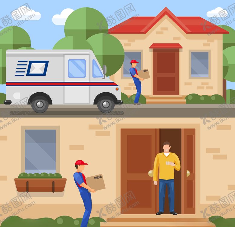 编号：39436209230609377177【酷图网】源文件下载-送快递插画