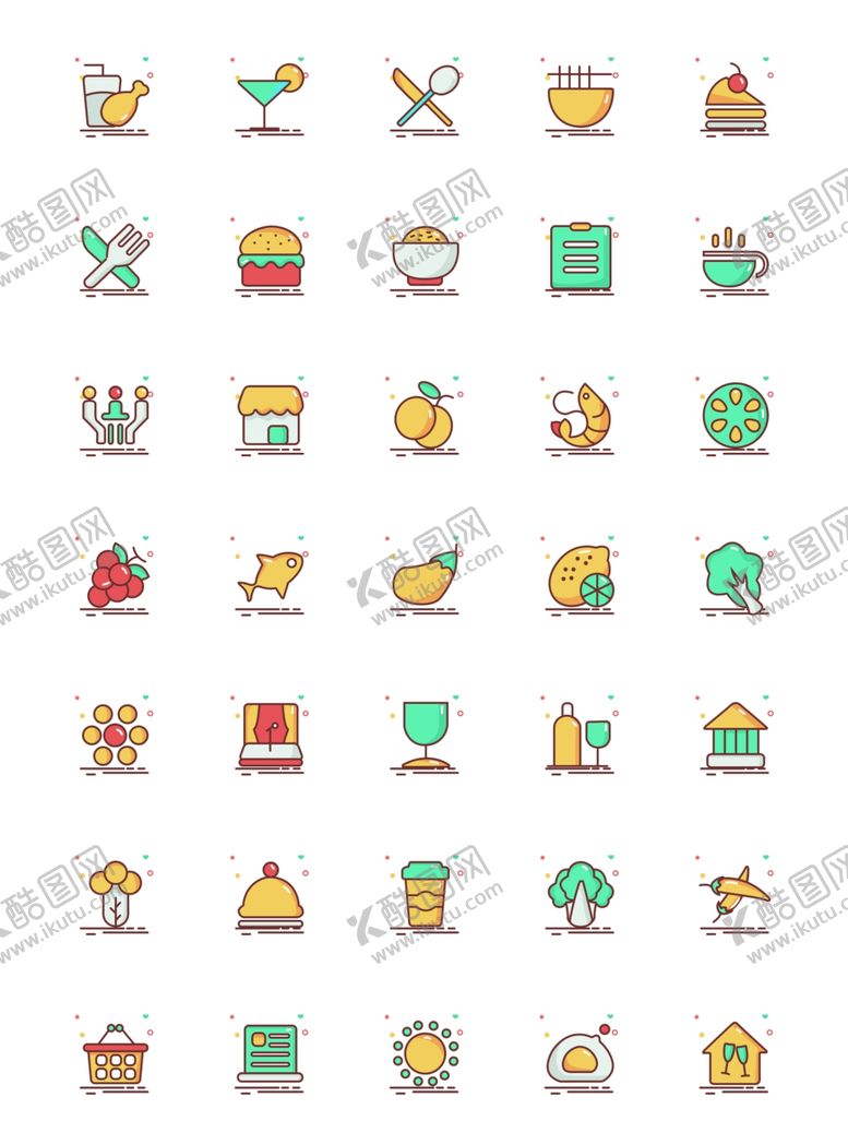 编号：98588109290832253020【酷图网】源文件下载-美食旅游类小图标