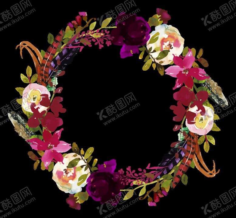 编号：81284404280106121314【酷图网】源文件下载-水彩创意花朵植物装饰