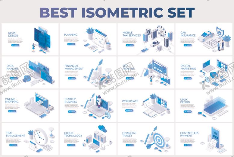 编号：29244701042351406466【酷图网】源文件下载-等距风格图标集