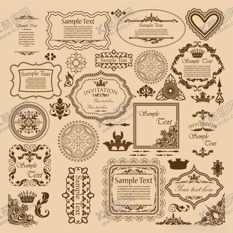 编号：95168704032325413426【酷图网】源文件下载-复古装饰性边框图案集合