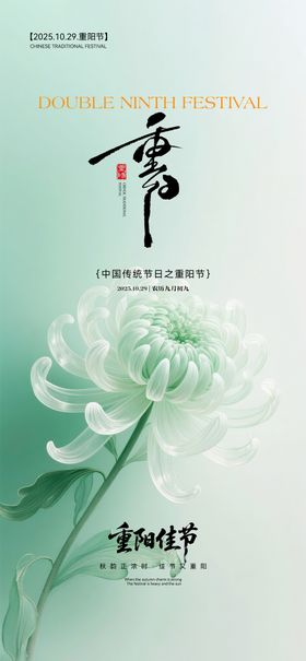 重阳节中式插画海报