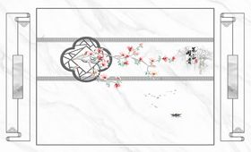 编号：97354609300937103682【酷图网】源文件下载-花开富贵玉兰花造型新中式背景墙