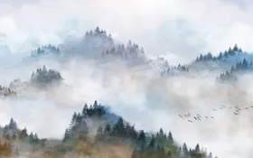 水墨山水海报背景群新中式图片