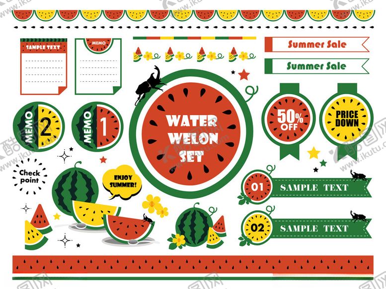 编号：21328309231649394459【酷图网】源文件下载-夏日西瓜主题派对装饰元素