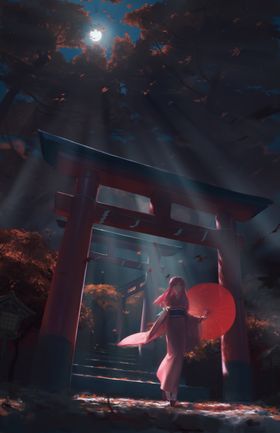 彩色插画人物动漫背景