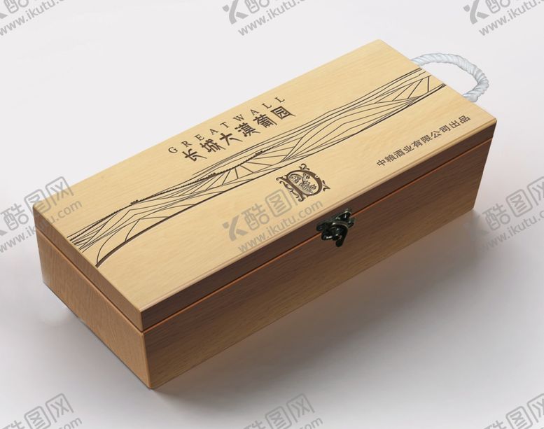 编号：96319809240443367022【酷图网】源文件下载-长城干红大漠葡园木方盒效果图
