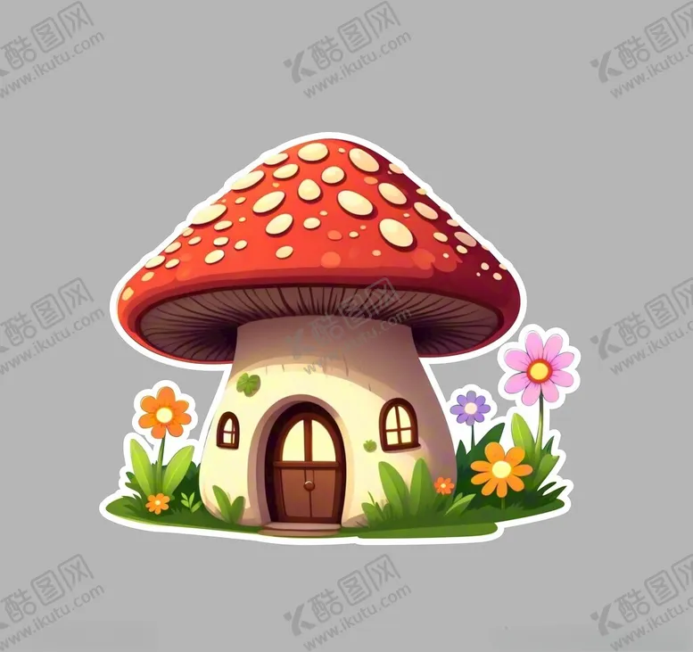 编号：22046702200548257976【酷图网】源文件下载-舞台道具花草蘑菇木房子