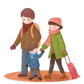 新年卡通画恭喜发财团圆饭贴春联人物
