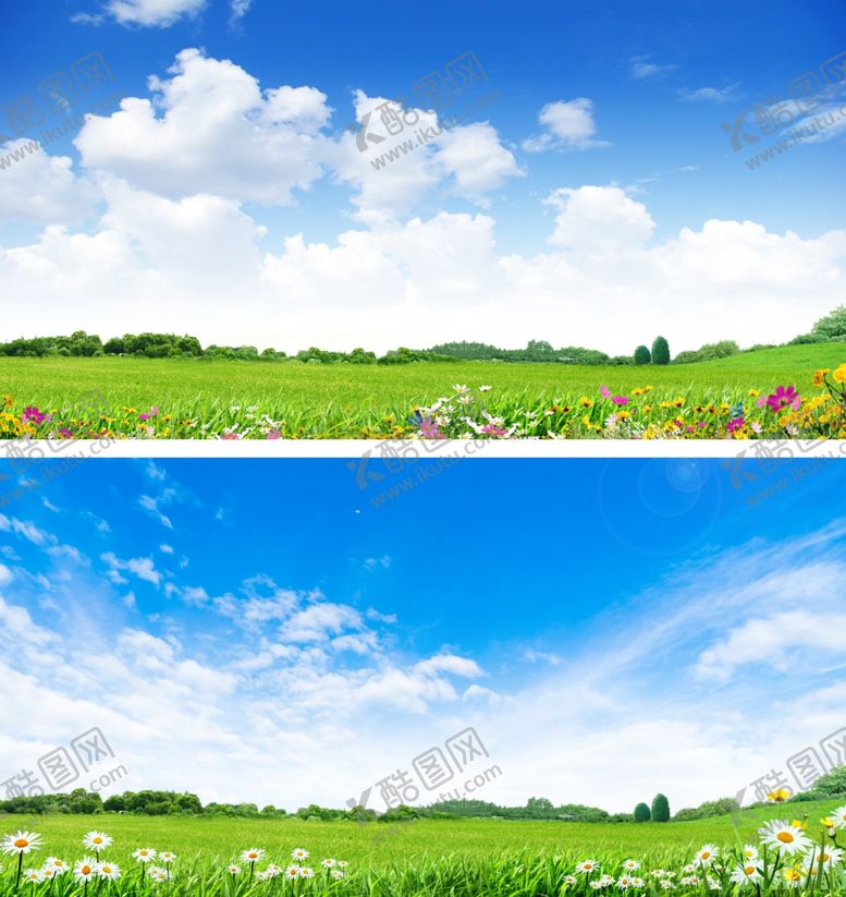 编号：40459910071357327790【酷图网】源文件下载-蓝天白云绿草地