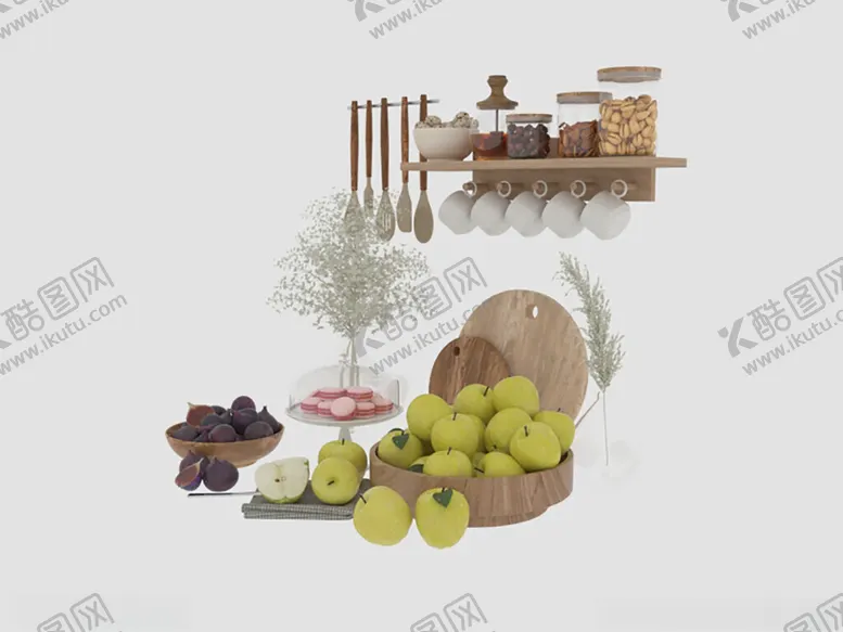 编号：24146902281013097288【酷图网】源文件下载-厨房食品餐具3D模型