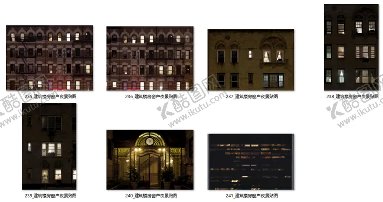 编号：47919301280752263372【酷图网】源文件下载-建筑楼房窗户夜景贴图