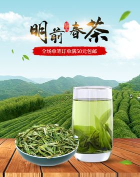 清新明前春茶上市茶韵茶叶海报