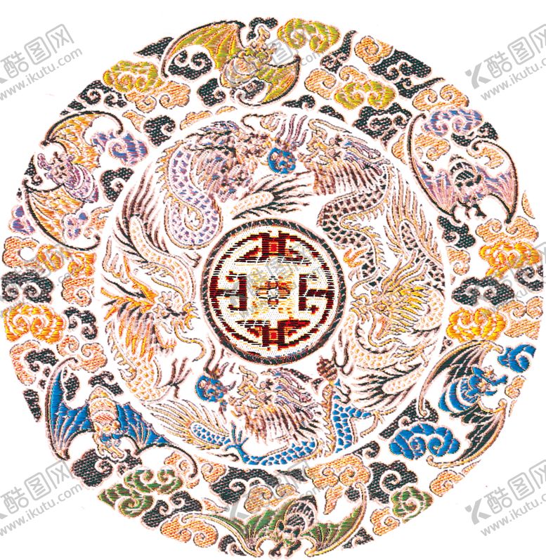 编号：23582909091005434934【酷图网】源文件下载-PNG刺绣图案中国风龙凤呈祥