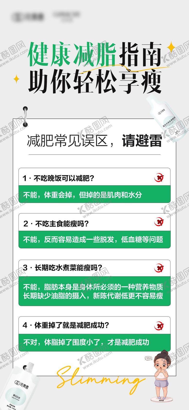 编号：69806508081655579129【酷图网】源文件下载-减肥科普系列海报