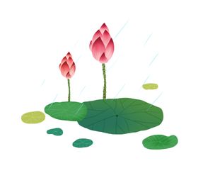 荷花元素植物装饰朵材手绘