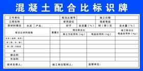 混凝土配合比标识牌