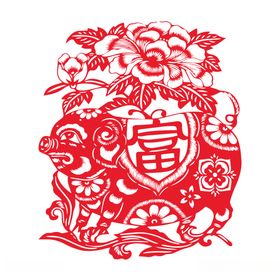 猪年窗花剪纸