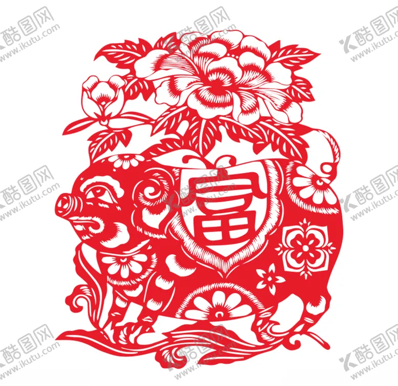编号：71644504251709164618【酷图网】源文件下载-猪年窗花剪纸