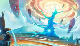 山水梦幻游戏插画卡通背景素材