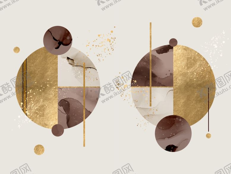 编号：22810810302304454999【酷图网】源文件下载-现代简约几何金色装饰画