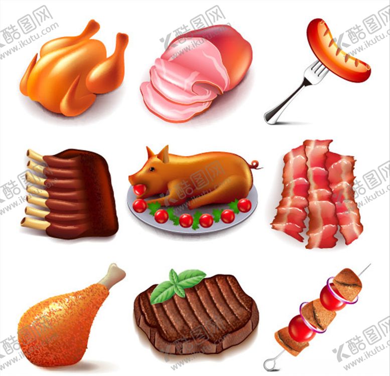 编号：32919207132204376203【酷图网】源文件下载-矢量烤肉元素