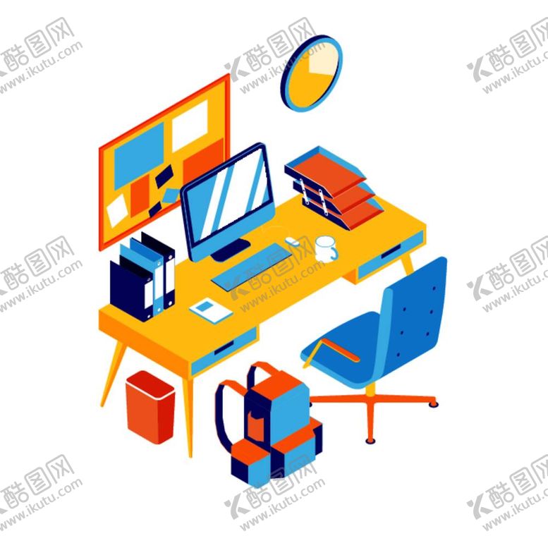 编号：73203212012217413001【酷图网】源文件下载-立体办公桌矢量图