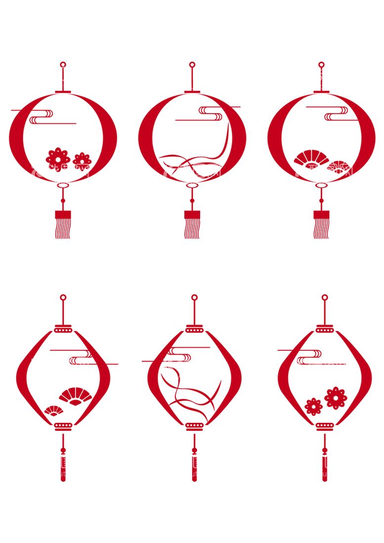 编号：83420609240646381329【酷图网】源文件下载-中国风中式灯笼装饰图案祥云内容