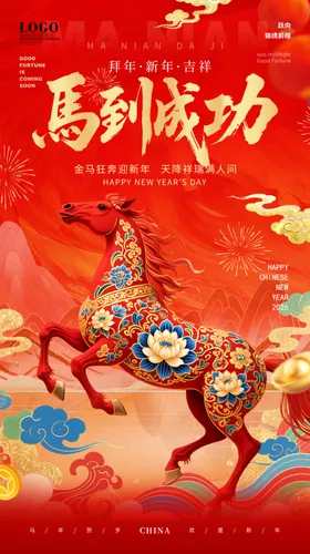 马到成功喜庆插画