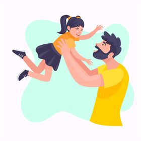 父亲节插图子女日卡通人物