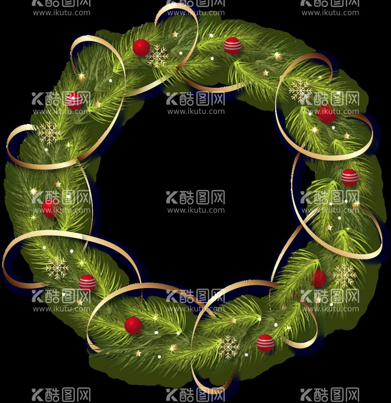 编号：25472611201114435964【酷图网】源文件下载-圣诞花环免抠图 