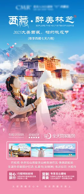 西藏林芝桃花长图