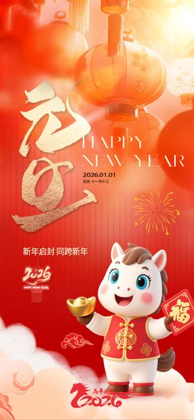 喜庆马年形象贺岁海报