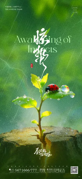 惊蛰实景创意氛围感海报