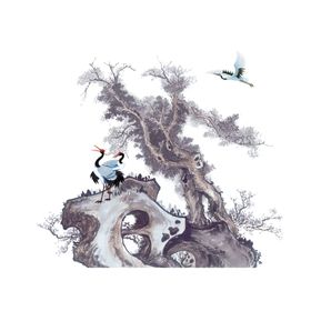 水墨松树
