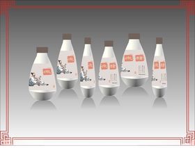 小酒瓶瓶贴复古中式原创效果图