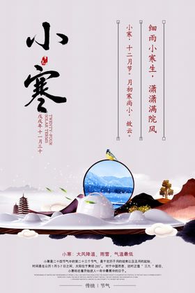 气中国风小寒宣传海报