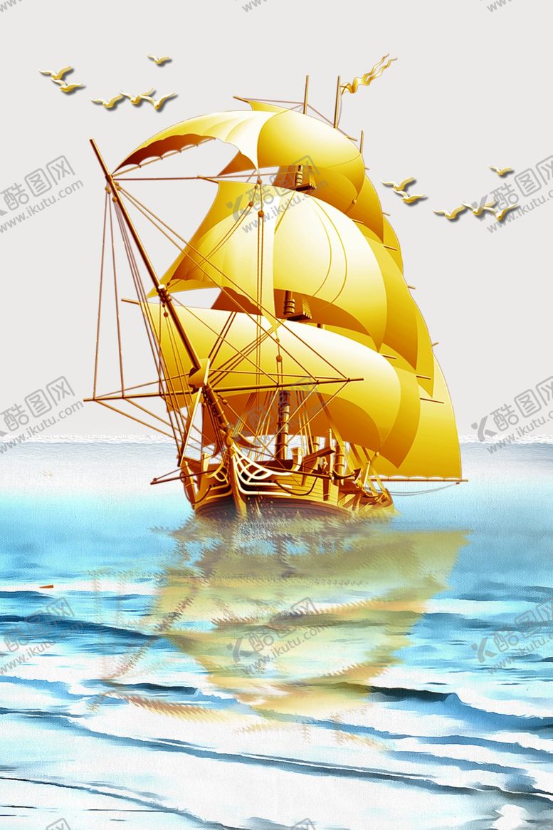 编号：18857210051443233178【酷图网】源文件下载-一帆风顺玄关画