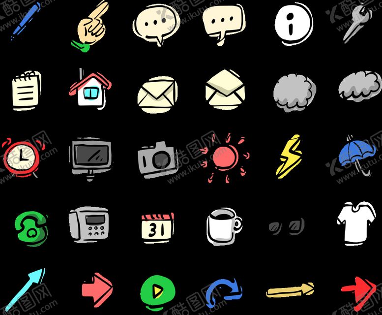 编号：30999711021338315052【酷图网】源文件下载-多彩简洁图标集合