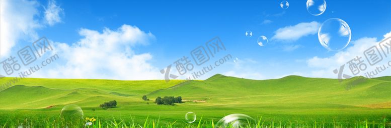 编号：37268005092058023876【酷图网】源文件下载-草地白天蓝云