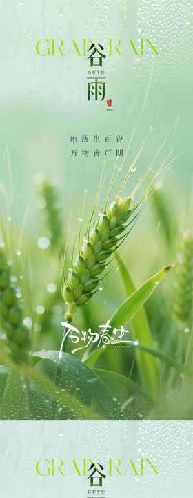 地产谷雨质感节气海报