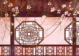 中式格栅背景墙