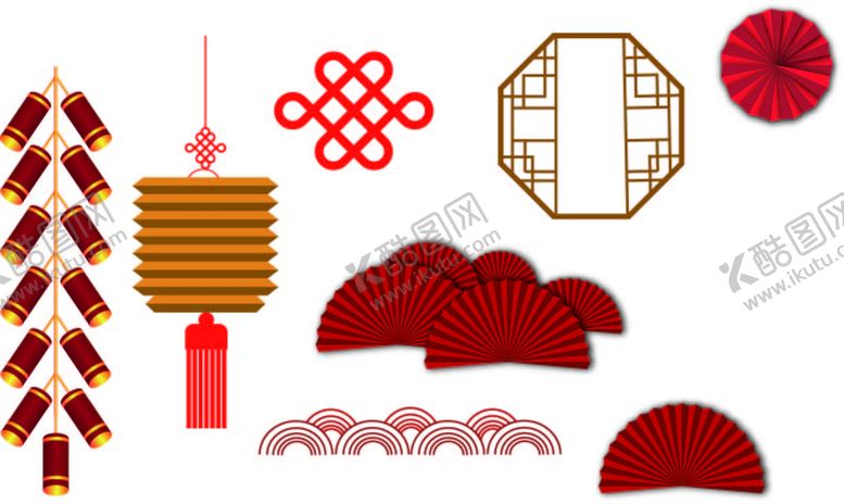编号：84630709151047128659【酷图网】源文件下载-国风素材中国红免扣元素