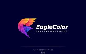 抽象飞鹰彩色Logo标志设计模