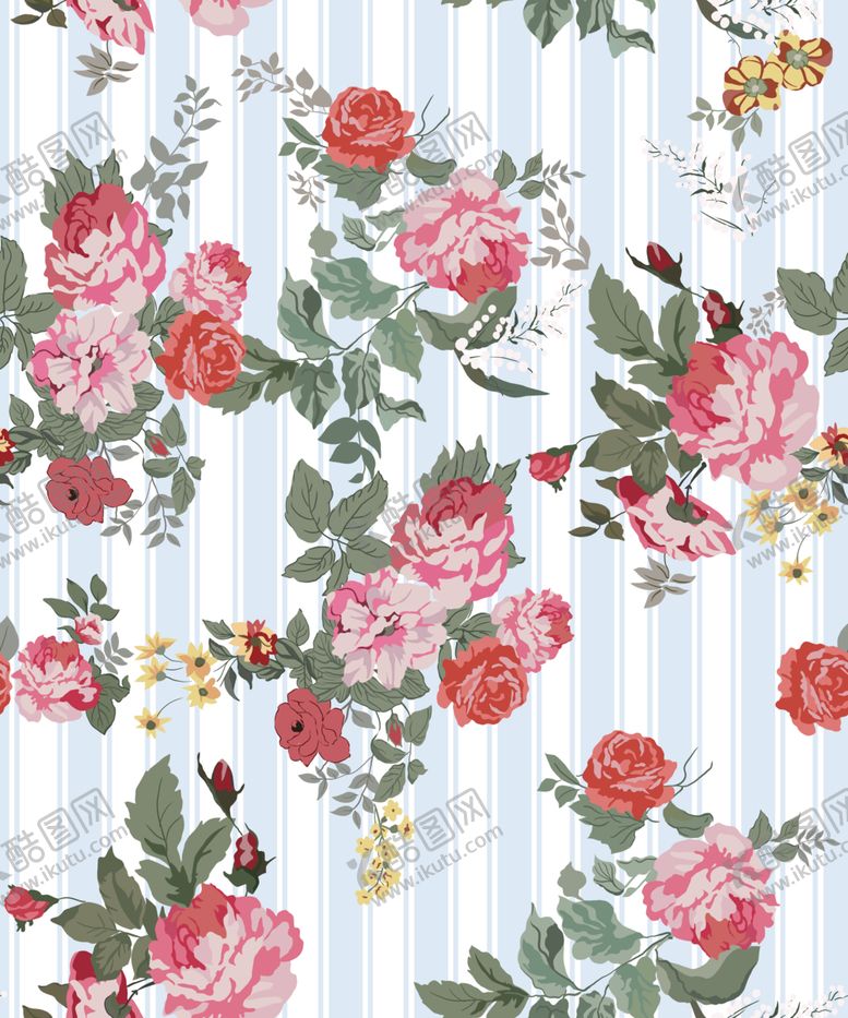 编号：46916504021952272952【酷图网】源文件下载-条纹底粉色花卉图案