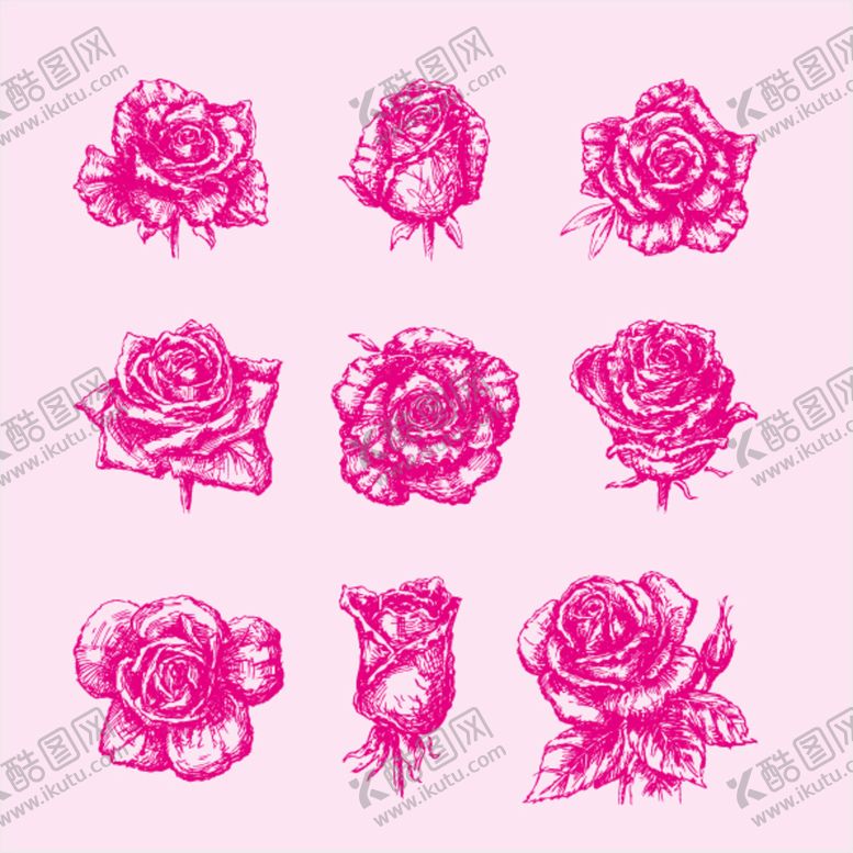 编号：72034809151321051297【酷图网】源文件下载-玫瑰花素材手绘牡丹花喇叭花