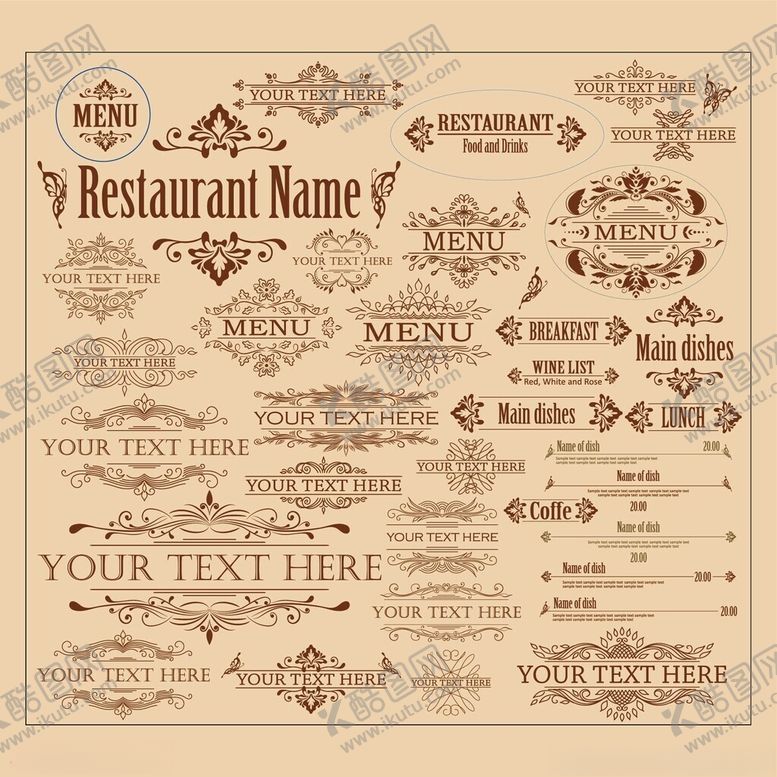 编号：72966612222345509160【酷图网】源文件下载-复古风格餐厅装饰标签设计