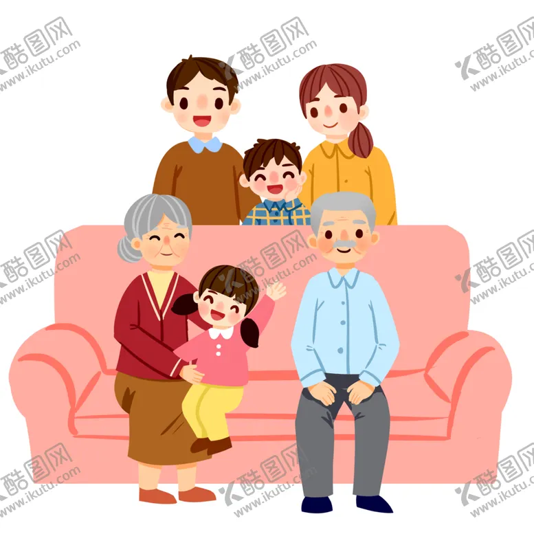 编号：16185302150620032592【酷图网】源文件下载-和谐家庭尊老爱幼插画社区免抠